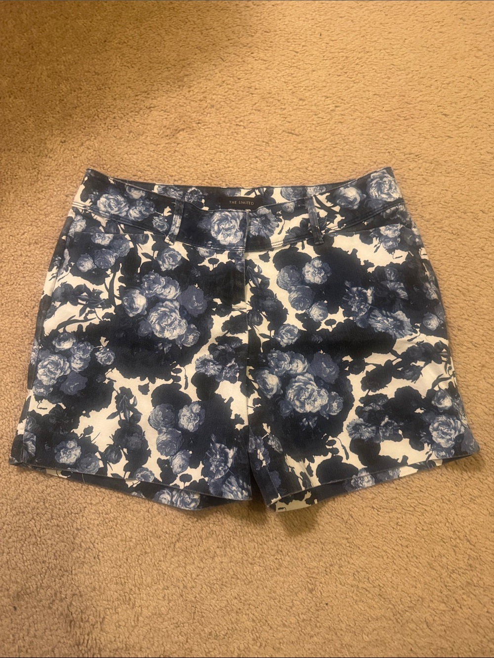 The Limited Floral Print Women's Shorts - Navy and White